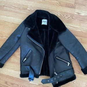 Zara faux leather biker jacket